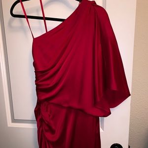 NWT Cache Red One Shoulder Dress